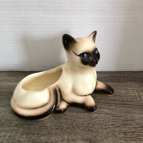 Vtg Ceramic Siamese Cat Succulent Planter - Picture 2 of 12